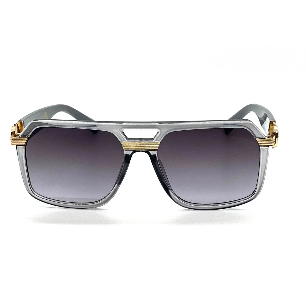 MEN FASHION DESIGNER SHADES SUNGLASSES‎ OVERSIZED MIAMI STYLE SQUARE GRAY LENS